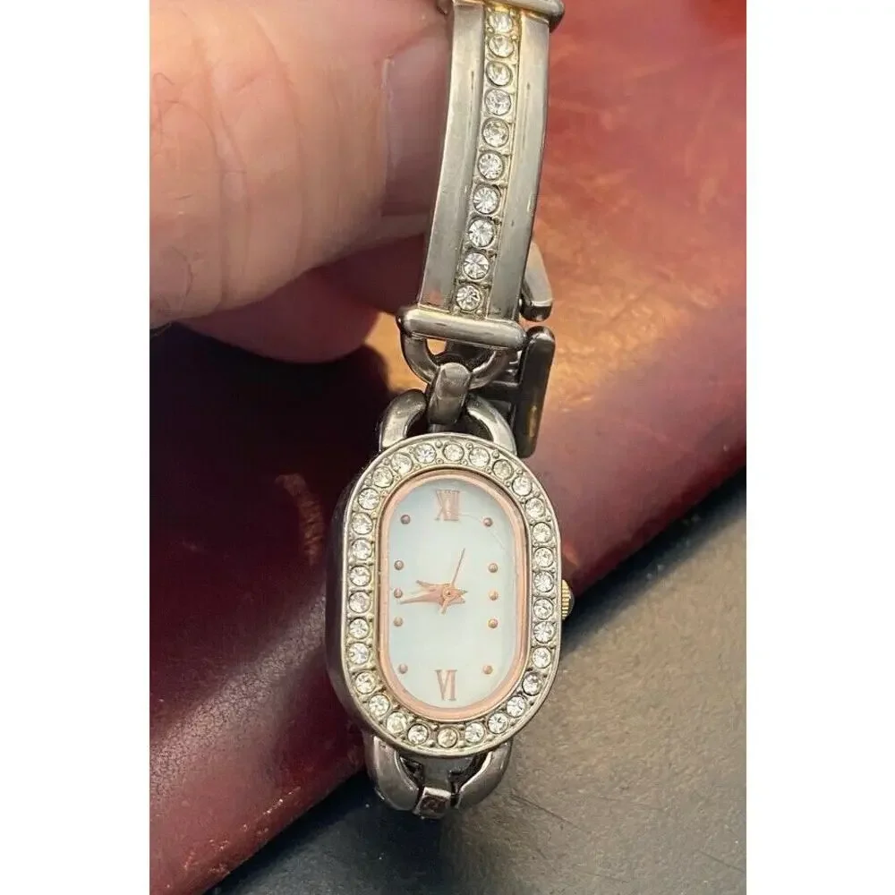 Women's 18mm Silver Tone allude Watch, Rose Gold Tone and Crystal Accents